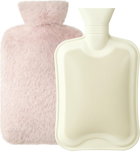 WäRmflasche 2L Naturkautschuk Rosa Weich Bezug Sicher Langlebig Familie-image