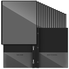 Henoyso 48 Pcs Plastic Folders with Clear Front Pocket and 3 Prong Take Home ...