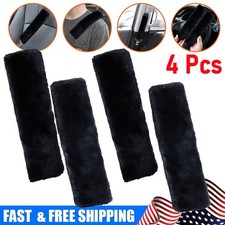 4pcs Car Auto Sheepskin Seat Belt Covers Universal Faux Sheepskin Shoulder Strap