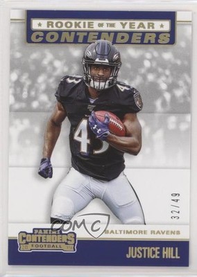 2019 Panini Contenders Rookie of the Year Gold 32/49 Justice Hill #RYA-JH RC rh9
