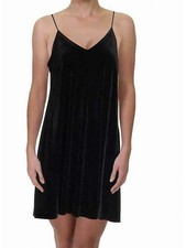 LAUNDRY Womens Black Velvet Spaghetti Strap V Neck Cocktail Shift Dress 2