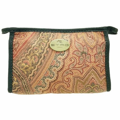  Authentic Etro Perfume Pouch, Paisley Fabric, Brown Multicolor, Mini Cosmetic
