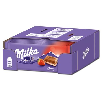 (17,46 /1kg) Milka Erdbeer Schokolade, 22 Tafeln je 100g