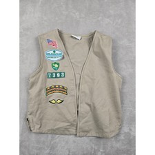 Girl Scouts Uniform Vest Girls Small Tan Arizona Cactus Pine Patches 7393 USA