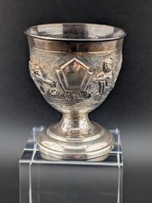 Eierbecher Sterling Silber Tiere Menschen Landschaft Fläche f. Gravur vintage