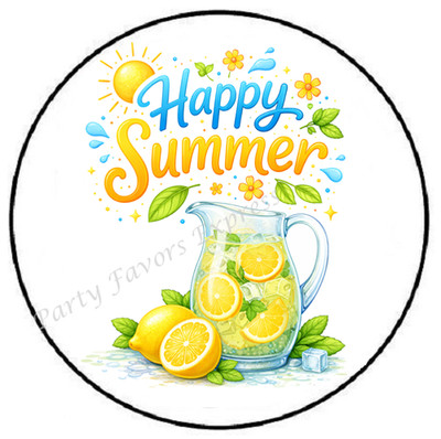 HAPPY SUMMER LEMONADE ENVELOPE SEALS LABELS STICKERS PARTY FAVORS
