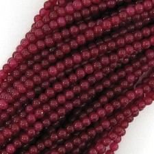 3mm ruby red jade round beads 15" strand
