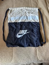 Nike Drawstring Gym Sack Backpack Blue White Lightweight Sports Bag