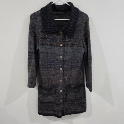 Peruvian Connection Womens Long Button Up Cardigan Size Small Striped Cozy Soft