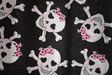skull crossbones sparkle fun fabric 11 x 10 inch 1pc new