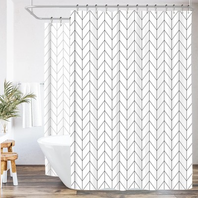 Clawfoot Tub Chevron Shower Curtain 180x70 Inch All Around Bathtub Wrap Aroun...