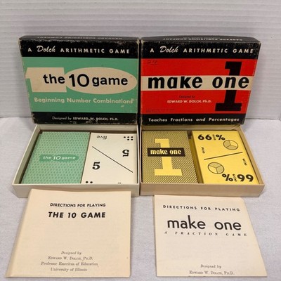 Vintage Dolch Arithmetic Game Lot  The 10Game & Make One Cards Instructions