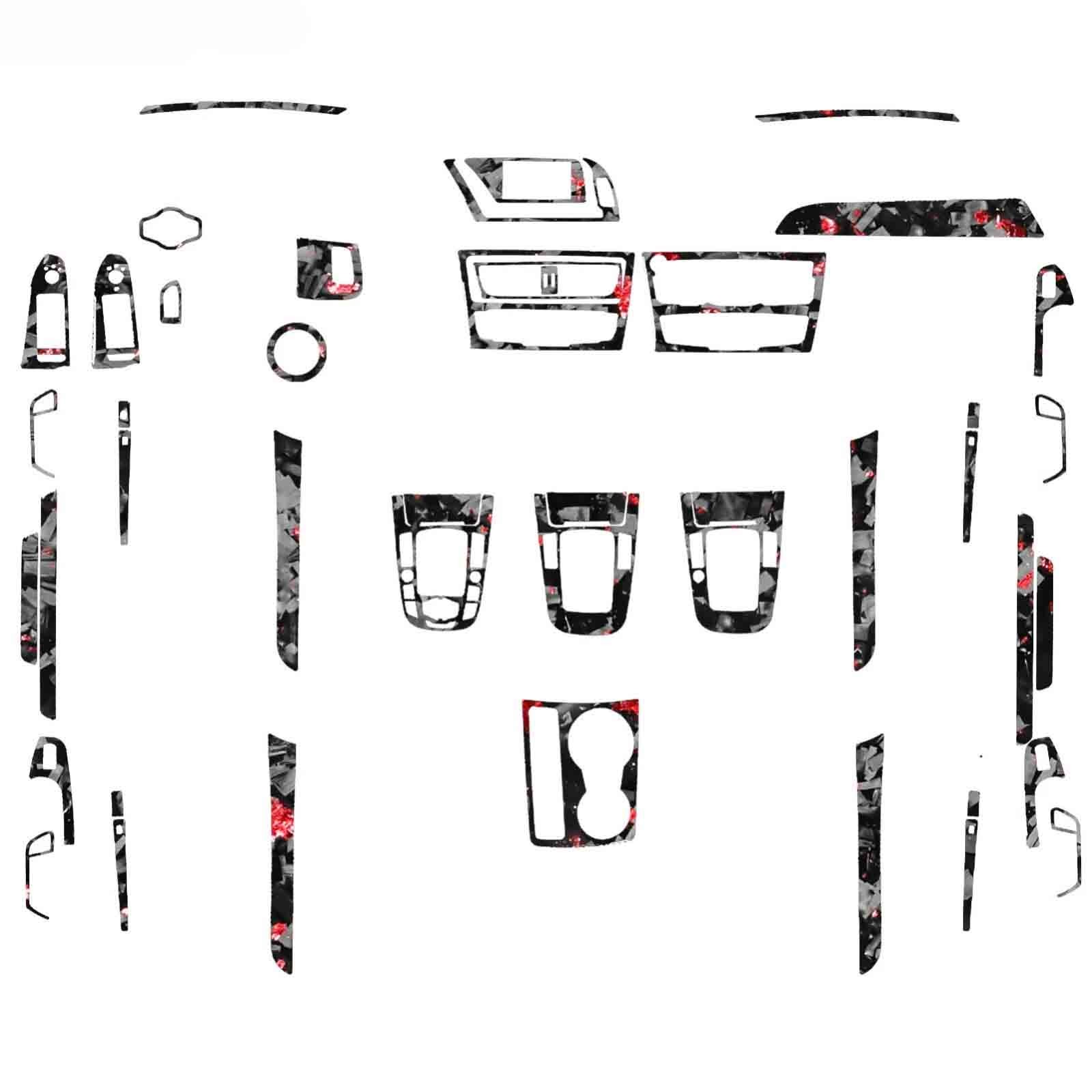 45Pcs Red Forged Carbon Fiber Kits Full Interior Trim For Audi A4 B8 A5 Q5 09-17