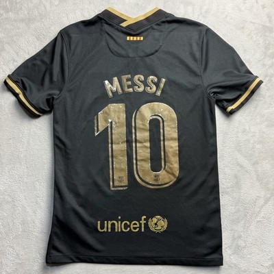 Nike FC Barcelona メッシ 10 DRI-FIT XL FC Barcelona Nike Dri-Fit Black Gold Away Soccer Jersey Messi 10
