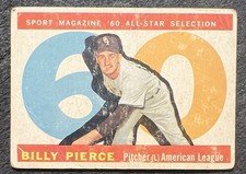 1960 TOPPS HIGH # SPORT MAGAZINE ALL-STAR BILLY PIERCE #571 LOW GRADE