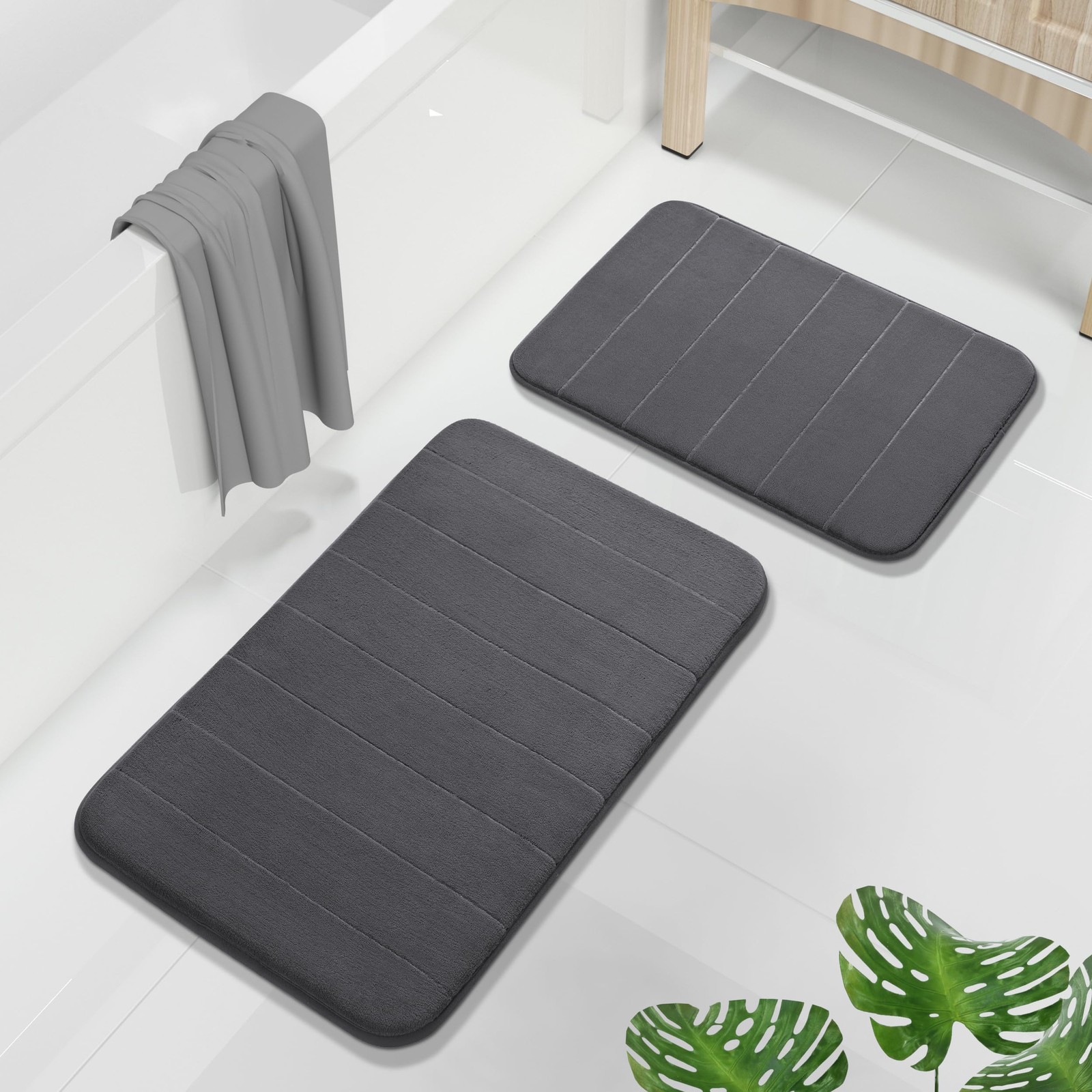 Yimobra Memory Foam Bathroom Rug Set 2 Piece, Super Soft, Absorbent, Quick Dry