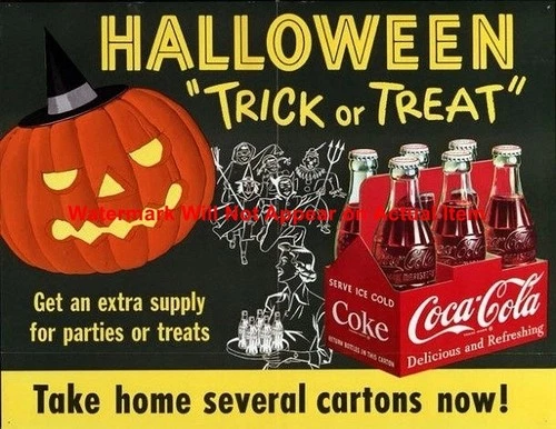 Vintage Halloween Coca Cola Sales Ad Photograph Print 8.5x11"