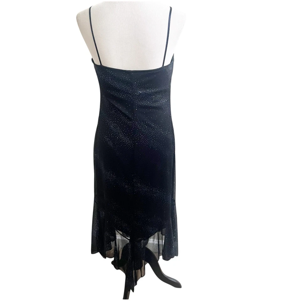 City Triangles Sparkly Y2K Midi Dress Navy Black Whimsygoth Size Large Mesh - Image 3 of 4
