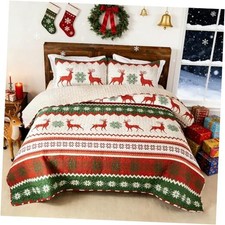 Christmas Quilt Twin Size, Soft Boho Floral Twin 68"x88" Happy Snowflake