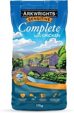 Arkwrights Sensitive Complete Dry Dog Food 15kg with extra Chicken Wheat-Free 1.53 per kilo