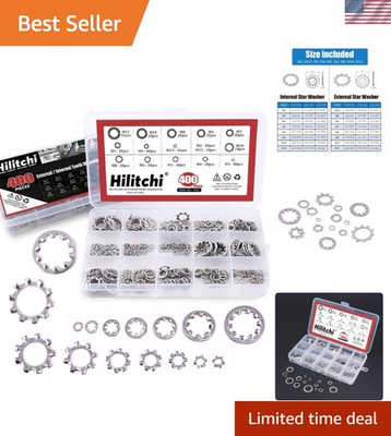 #ad 400 Pcs 304 Stainless Steel Internal amp; External Star Lock Washers Set $27.99