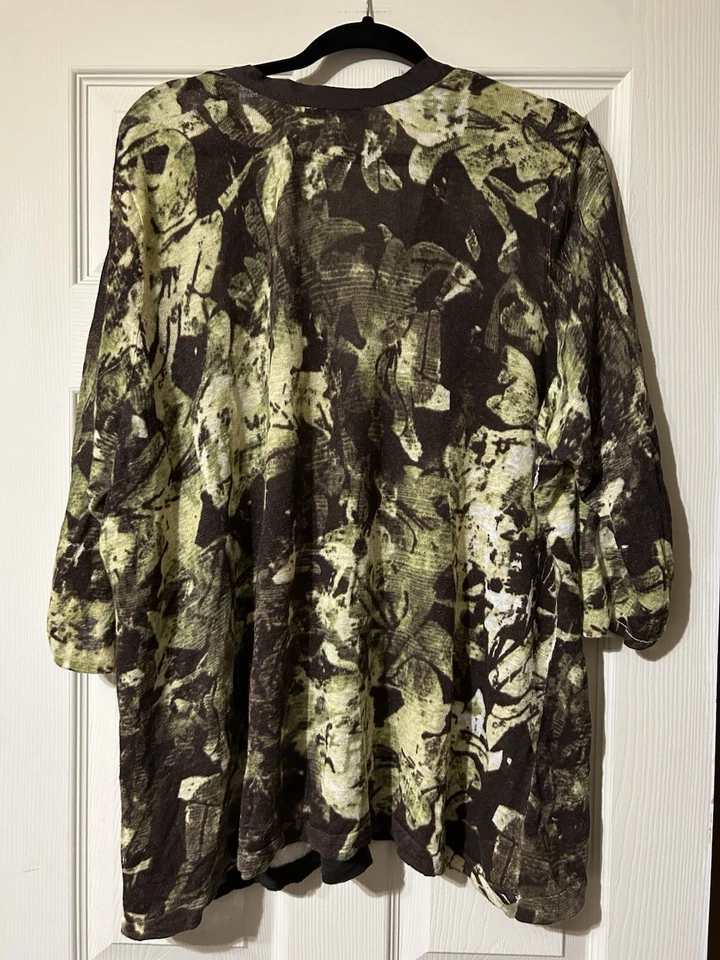 Cárdigan Zo Para Mujer Talla 2X Suéter Botón Frontal Mezcla de Lino Mangas con Pestaña Enrollable Foto 2 de 4