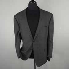 Jos A Bank Reserve Blazer Mens 48R Gray Silk Wool Windowpane Two Button