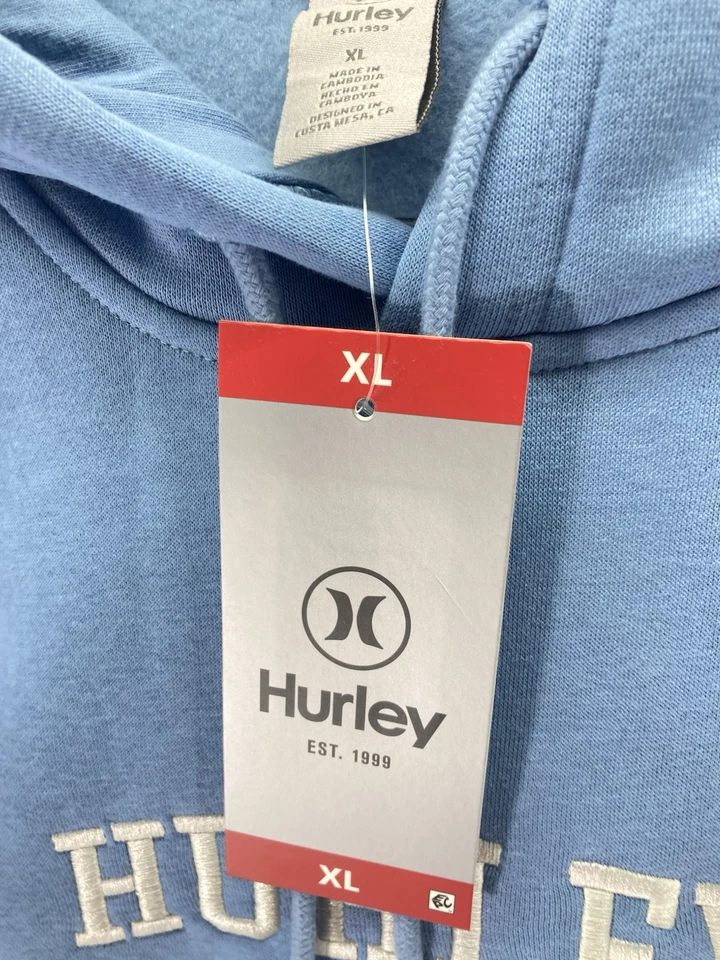Hurley толстовка с капюшоном мужчин размер XL синий пуловер флис тяжелый хлопок смесь новый с Ярлыками - Изображение 4 из 4