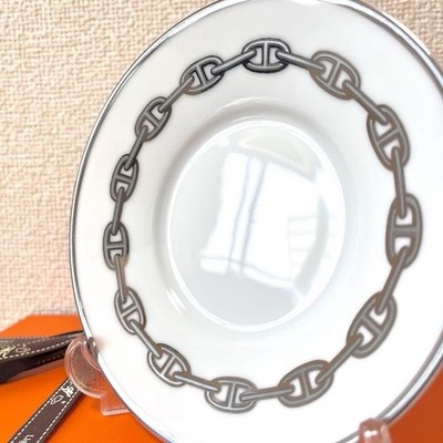 HERMES Tea Cup Saucer Chaine D'Ancre Platinum Tableware 2 set