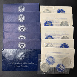 6 Set Lot : 1971 S $1 Eisenhower 1 Dollar 40% Silver US Mint Uncirculated Coin
