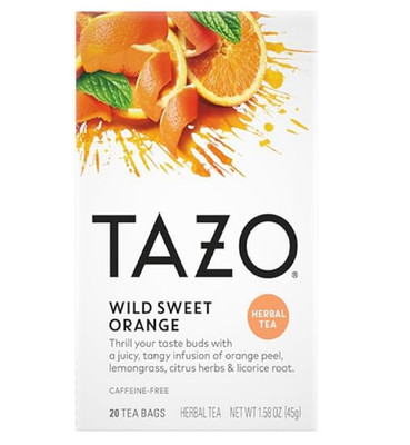 TAZO Wild Sweet Orange Tea Bags, Unsweetened Herbal Tea, Caffeine-Free, 20 Total