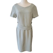 Talbots Light Sage Green 100% Silk Sheath Dress Size 8