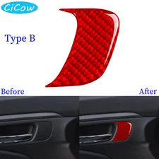 Driver Door Handle Cover For Honda Ridgeline Passport Pilot B Red Carbon Fiber