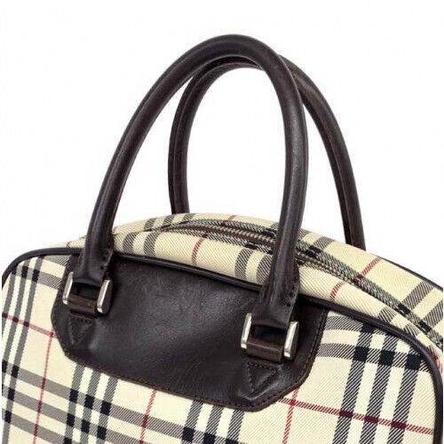 Burberry London PVC & Leather Boston Bag in Beige x Brown Burberry London PVC & Leather Boston Bag in Beige x Brown
