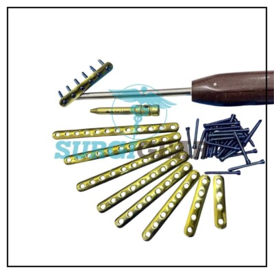 Locking One third 3.5mm Plates 4-12 holes & Lcp Screws,Titanium Grade 5 (61 Pcs)