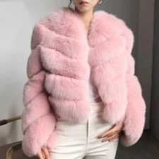Women New Natural Fur Jacket Whole Skin Warm Short Real Fox Fur Coat Overcoat