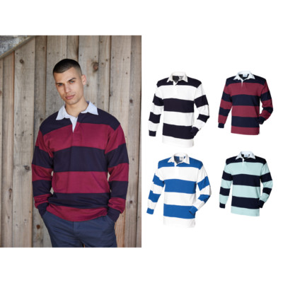 Front Row genäht Streifen lange Ärmel Rugby Hemd (fr008) - Sport Freizeitkleidun