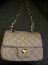 Children  s Place Girls Quilted Crossbody Bag Handbag Pink With Gold Heart Chain