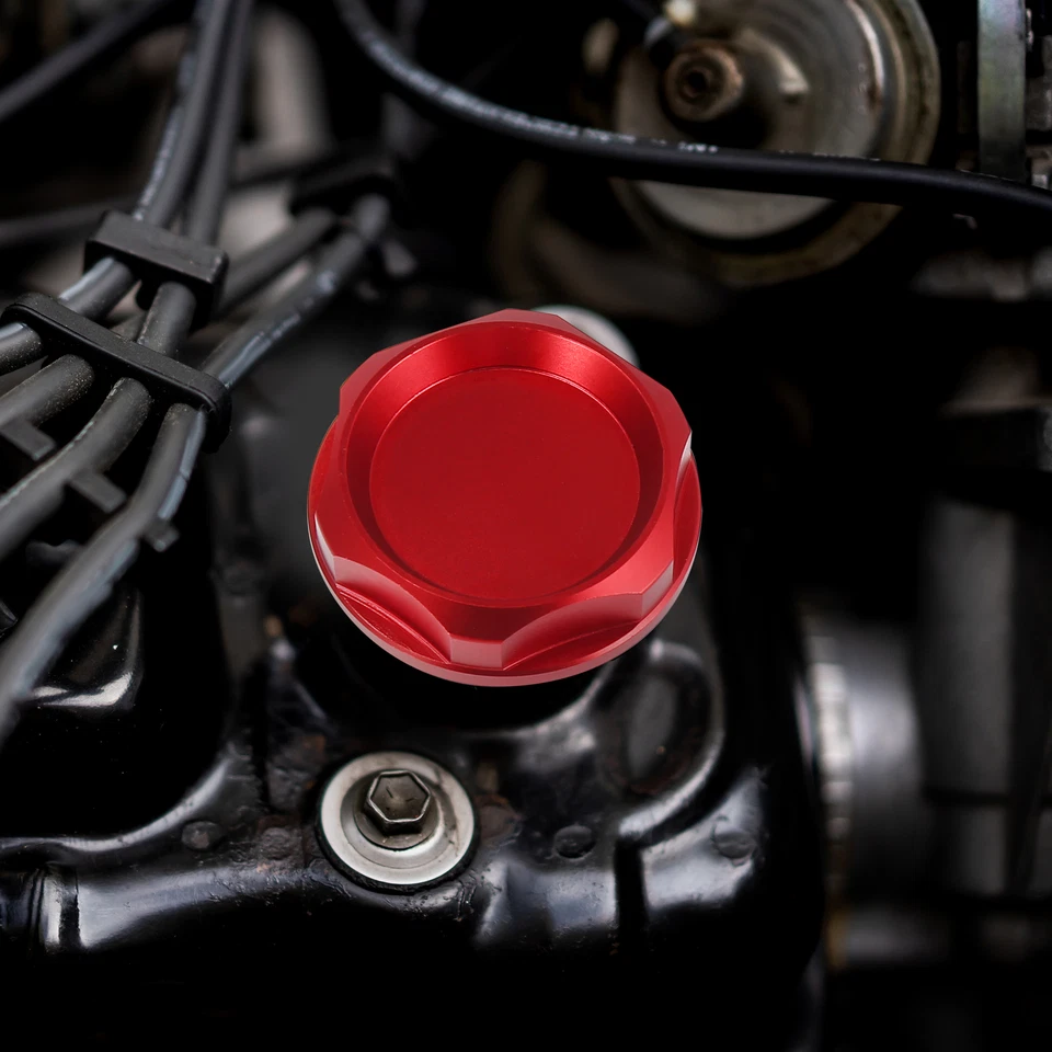 Tapa de llenado de aceite de motor de gas de aleación de aluminio rojo cubierta de enchufe para Mitsubishi Outlander Foto 2 de 4