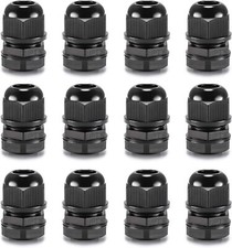 QILIPSU 3/8 NPT Nylon Cable Gland, Waterproof IP68 3/8" 12pcs, Black 