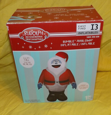  Gemmy 3.5 ft. LED Light Up Inflatable Rudolph Christmas Bumble in Santa Suit
