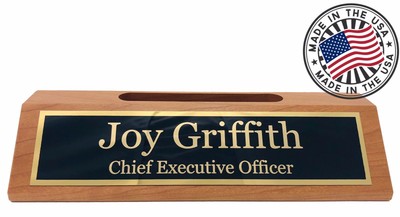Personalized Business Desk Name Plate With Card Holder Made In