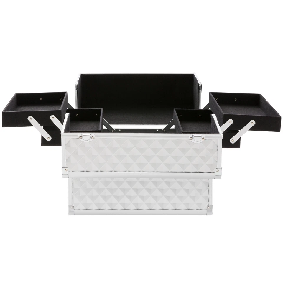 AREBOS Beauty case make up valigia porta trucco - portagioie - multiuso Argento - Immagine 3 di 4