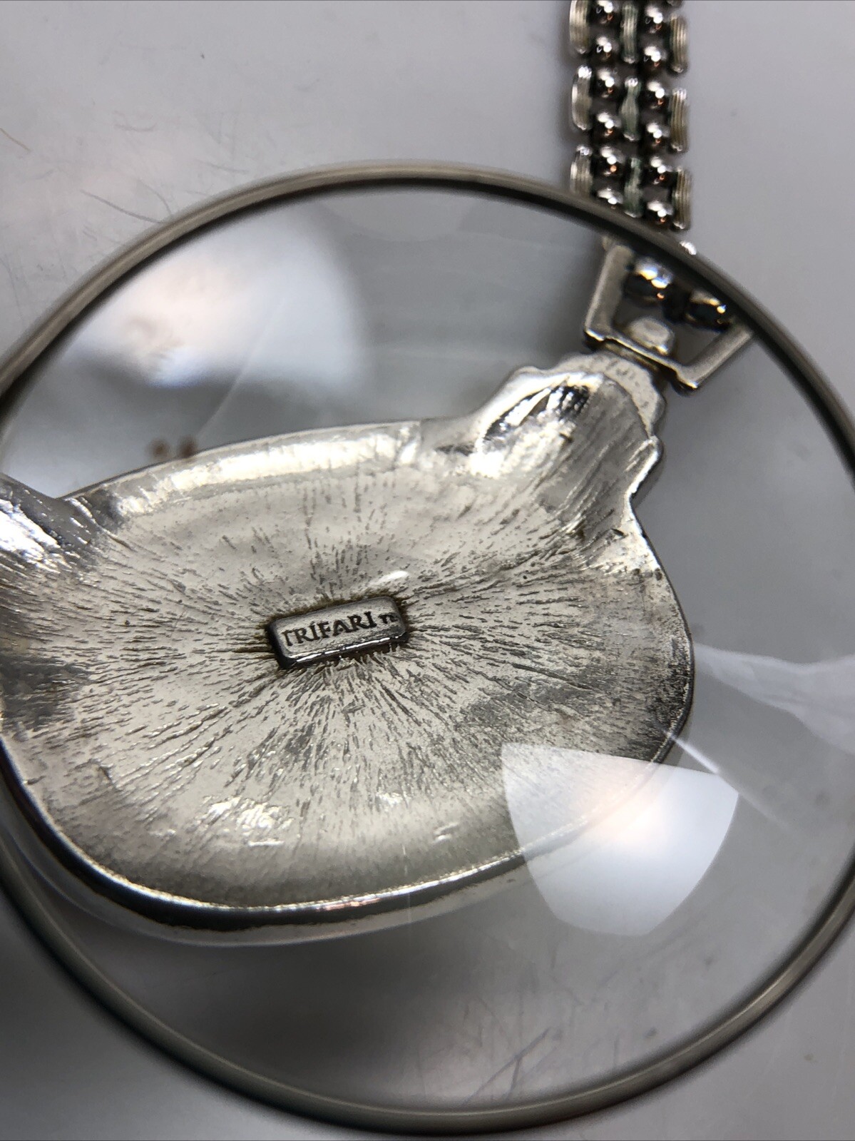 Trifari vintage Silver plated Rectangular Black S… - image 5