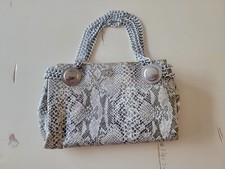 Vintage 80s Faux Python Purse Evening Bag Snakeskin Silver Tone Chain Empress
