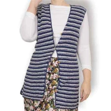 90s Long Striped Knit Vest M-L