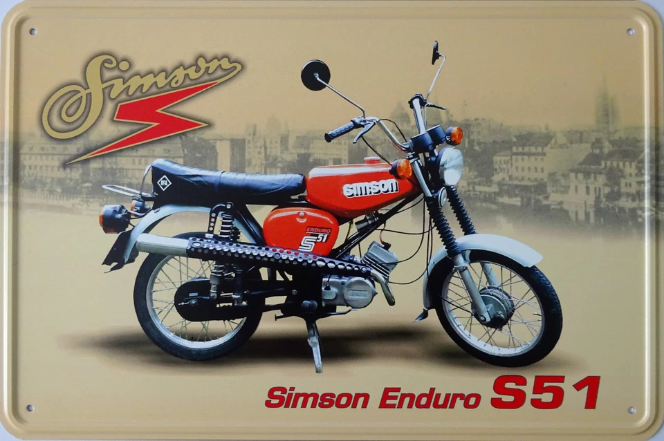 Blechschild 20x30 cm - Simson Enduro S51 S 51 DDR Moped