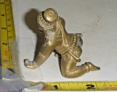 Antigua estatuilla grabada de latón/bronce dios hindú bebé Krishna - India ~2x2" - Imagen 2 de 11