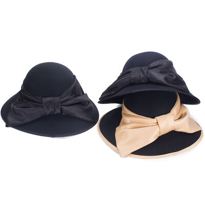 Womens 100% Wool Felt Floppy Wide Brim Dressy Wedding  display picture 3