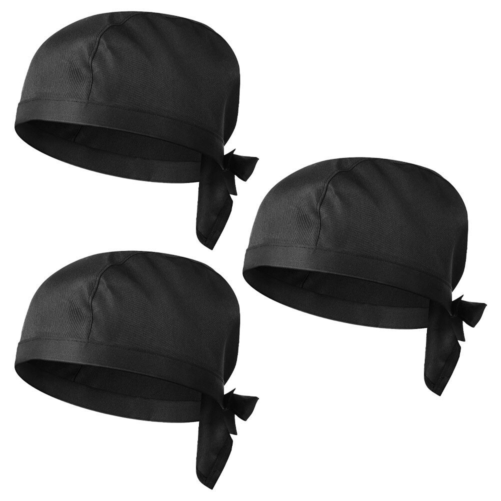 3PCS hair cap Black Chef Hat Unisex Chef Beanie Chef Hat Cooking